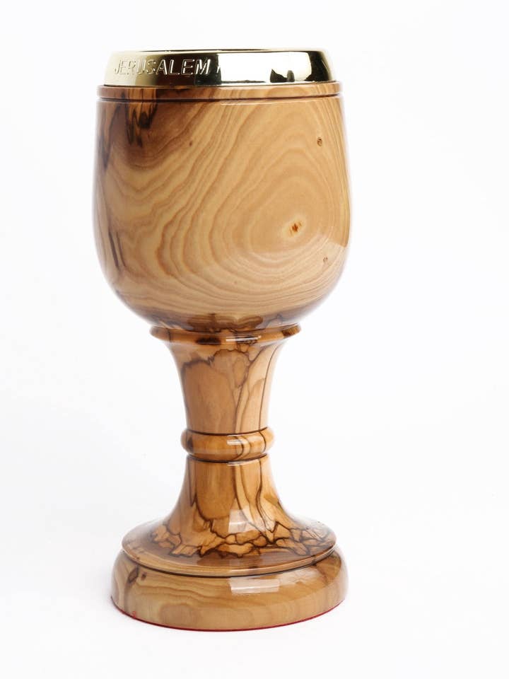 Calice in legno d'ulivo_ Calice da comunione semplice per la vendita all'ingrosso da parte di Holyland Artisans