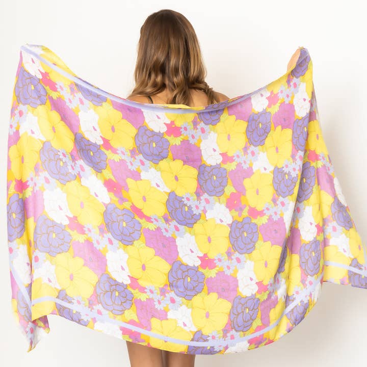 Stor blomst trykt tørklæde for engroshandel hos Fashion City