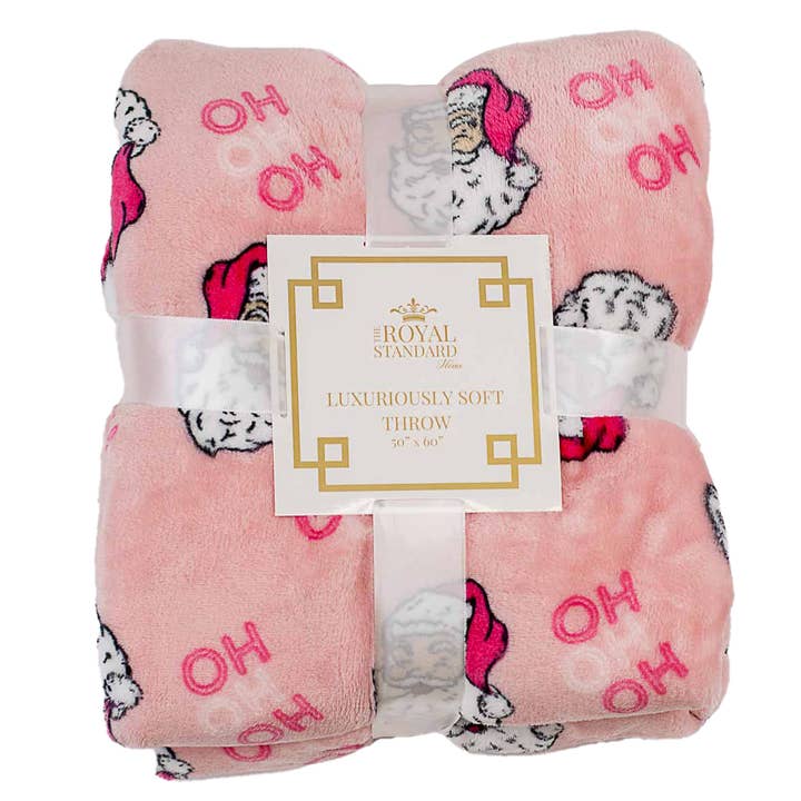 The Royal Standard - Wholesale Throw Blanket - HoHoHo Santa Throw Pink 50x60