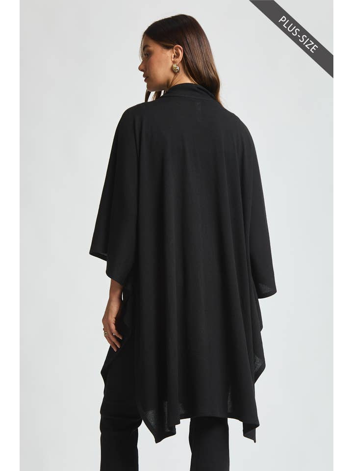 Dear Scarlett - Wholesale Poncho - Women's - PLUS SIZE Flowy Draped Poncho Top23