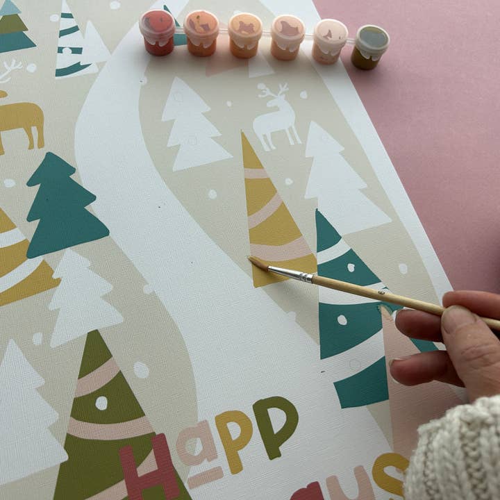 Breathe People - Wholesale DIY Craft Kit - Happy Holidays 12 x 18" Paint by Number Kit