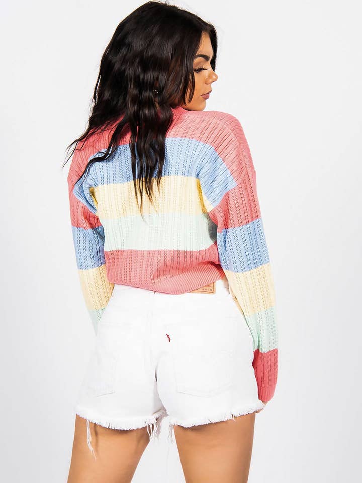 CARDIGAN CORAL ARCO-ÍRIS POINTELLE por atacado de J5FASHION