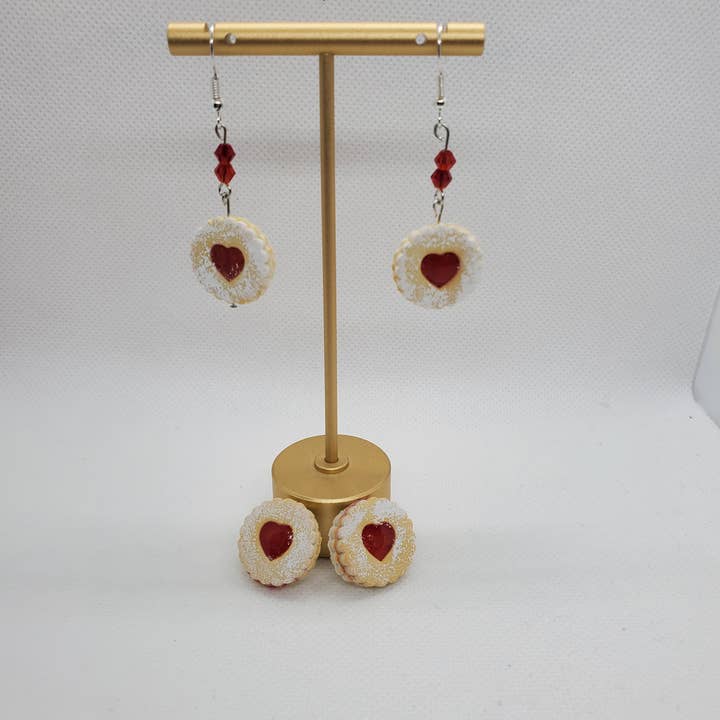 European Linzer Cookie Earrings Dangle and Pierced for wholesale by Pierogi Gifts