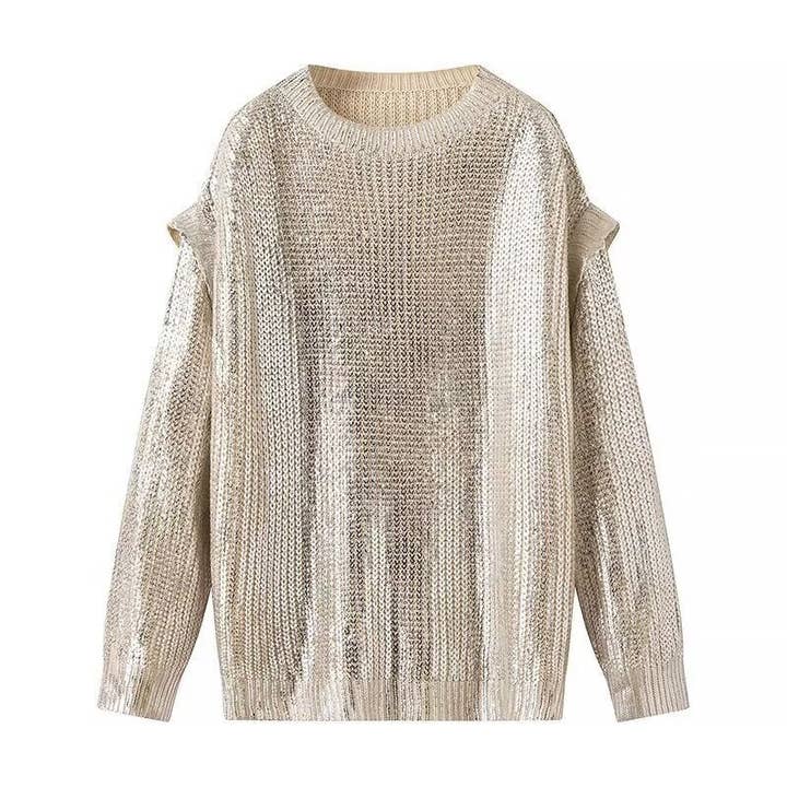 MULTI Sequin Knit Sweater for wholesale on Faire
