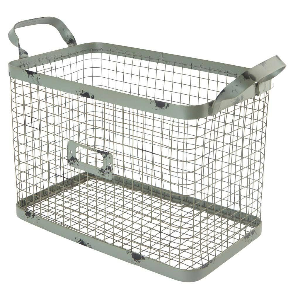 Factory Direct Craft - Wholesale Basket - Rustic Distressed Metal Wire Basket1