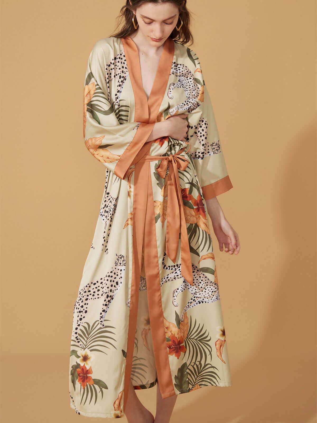 Orange Leopard Kimono Robe for wholesale on Faire2