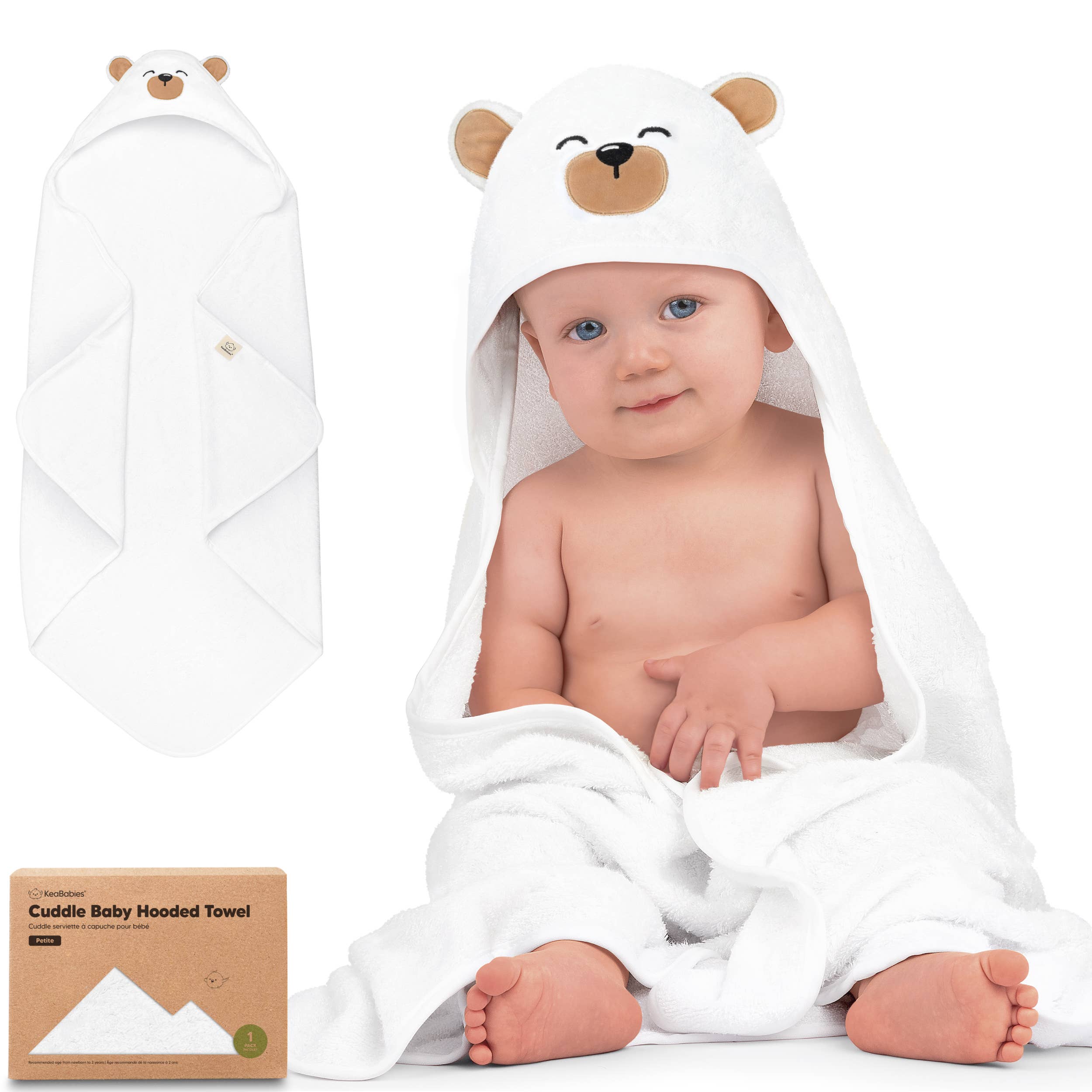 Grizzly KeaBabies Cuddle Baby Hooded Towel for wholesale on Faire10