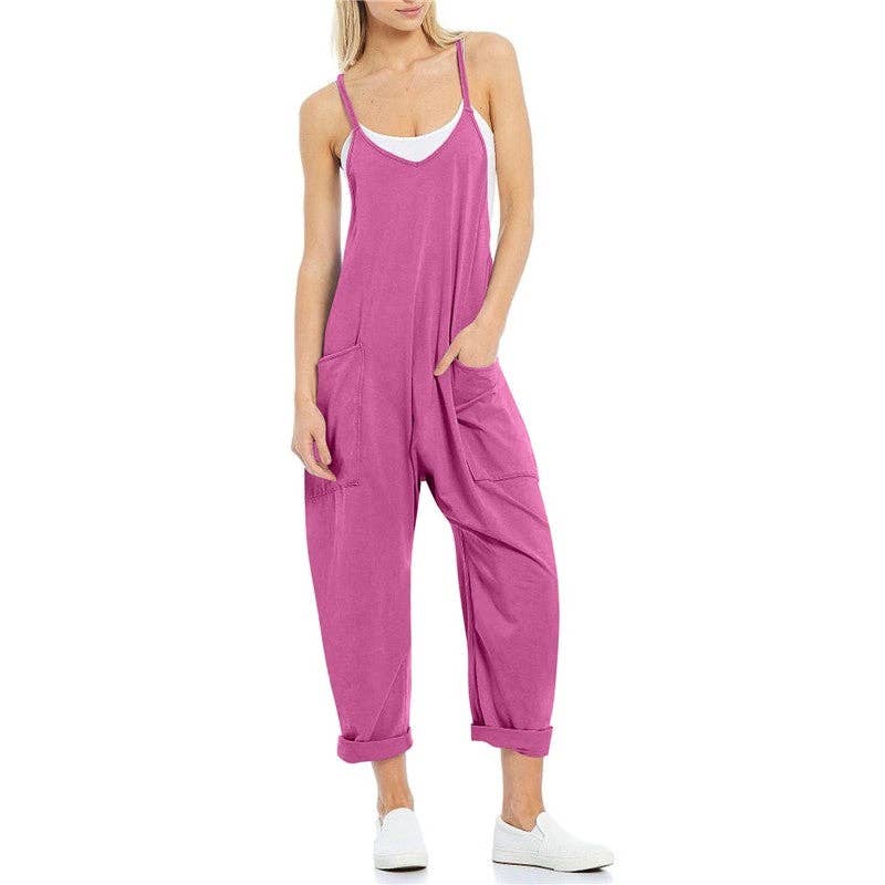 UZ Wholesale Store - Wholesale Overalls - Women's - Casual Solid Color Jumpsuit With Big Pockets2