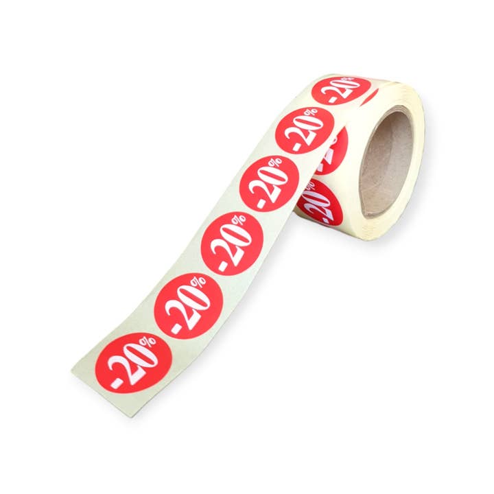 Mini Art Products - Wholesale Gift Tag Label - Discount Percentage -20% - signal label - roll of 500 pieces