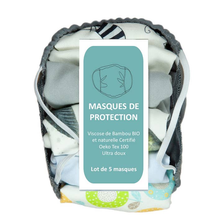 Set of Colorful Adult Masks: Bamboo for wholesale by CARALI / MYC Paris