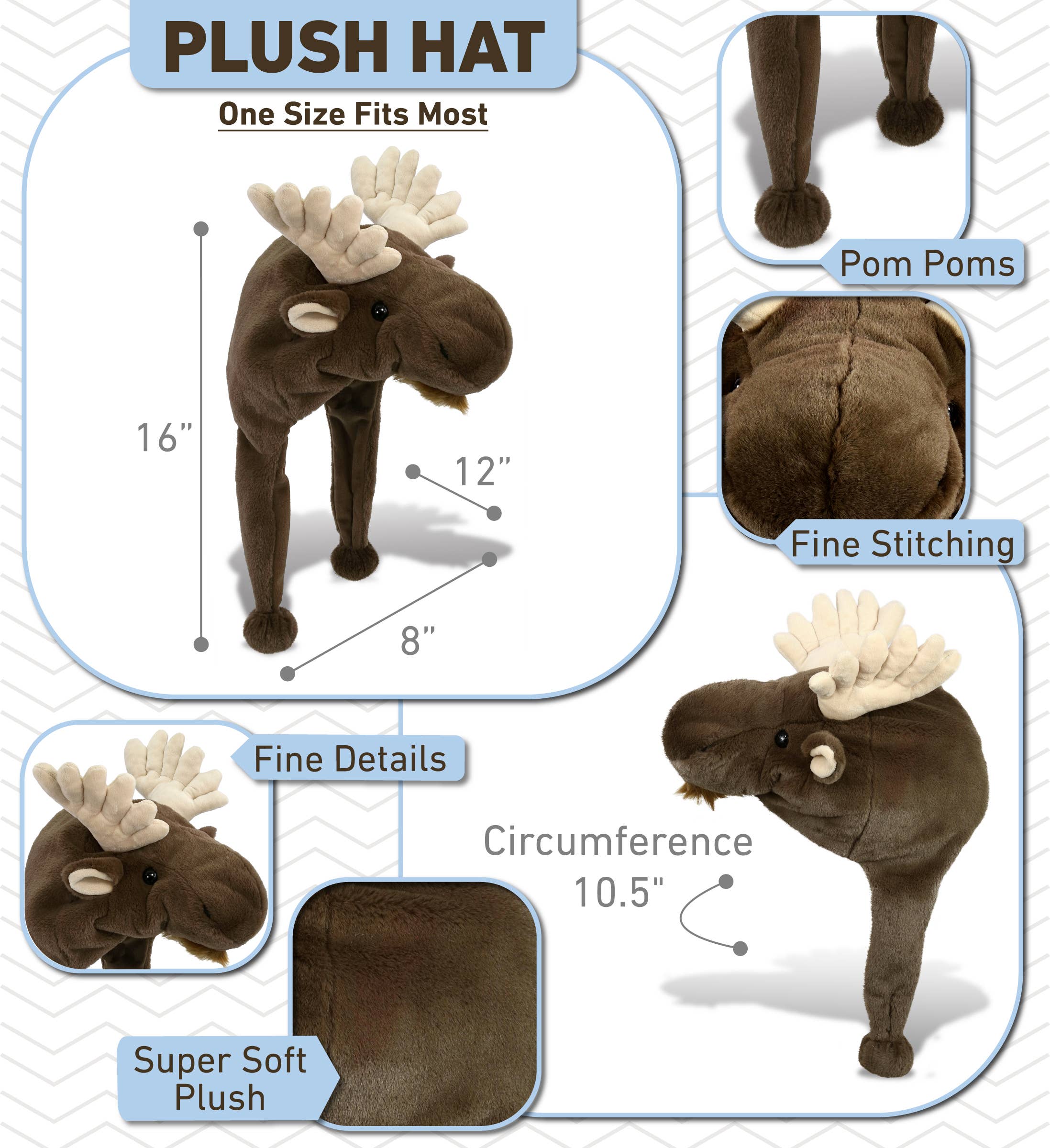 Cota Global - Wholesale Stuffed/Plush Toy - Kids & Baby - Super-Soft Plush Hat - Moose1