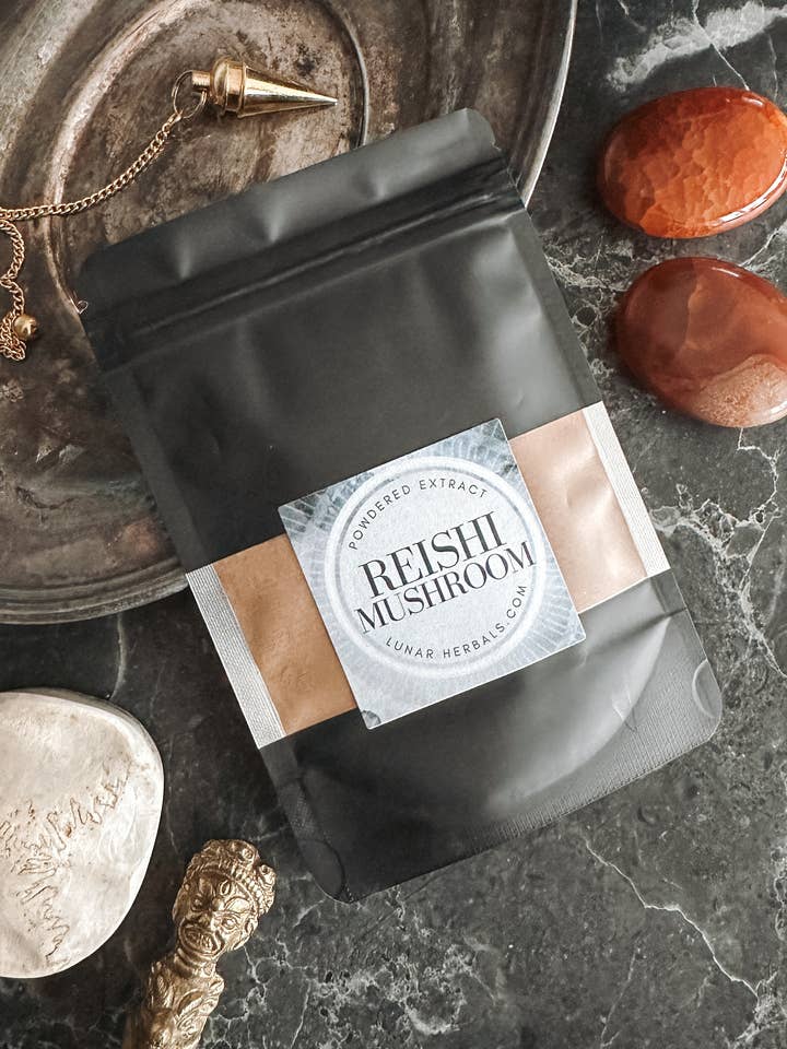 Reishi Mushroom Powder 2 oz Bag for wholesale by Lunar Herbals
