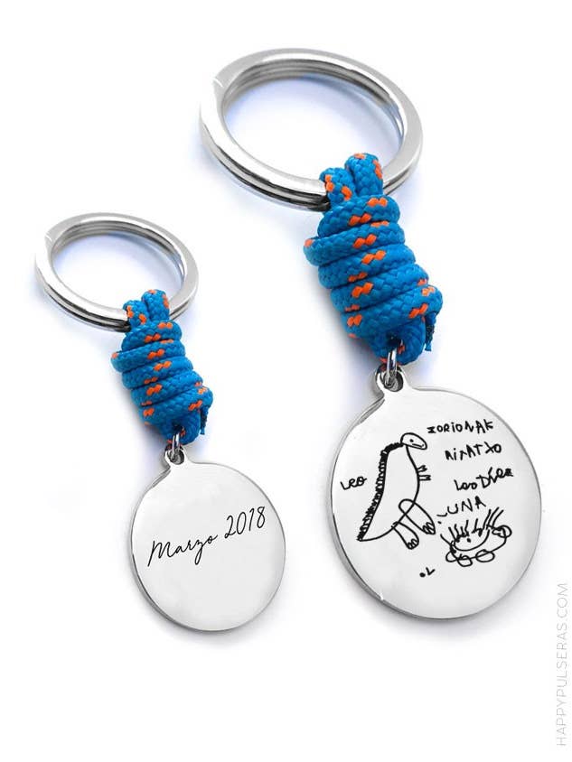 Llavero acero y cuerda náutica redondo 35 mm grabado di. para venta al por mayor de Happypulseras