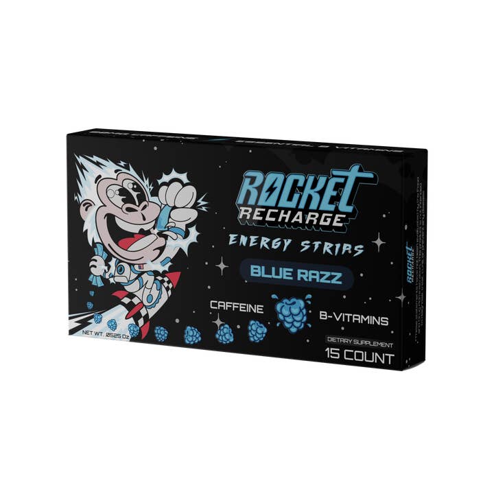 PharmaStrip USA - Wholesale Oral Supplement/Vitamin - Rocket Recharge BlueRazz Sublingual Strips (15 Count)