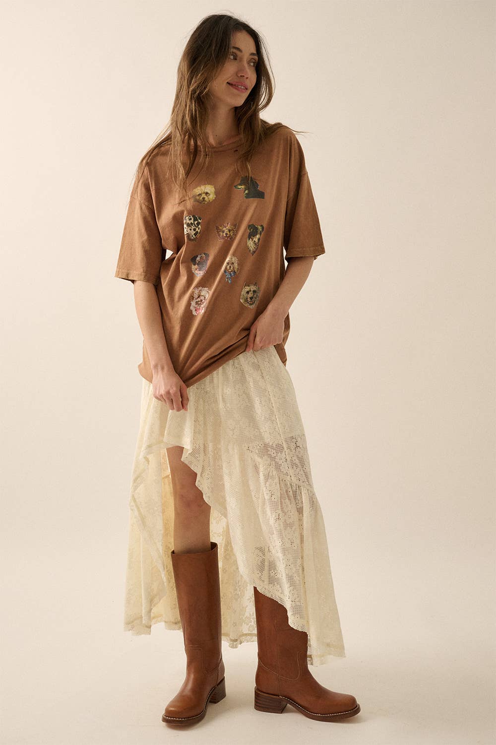 TOFFEE Vintage Dog Portrait Distress Oversize Graphic Tee for wholesale on Faire3