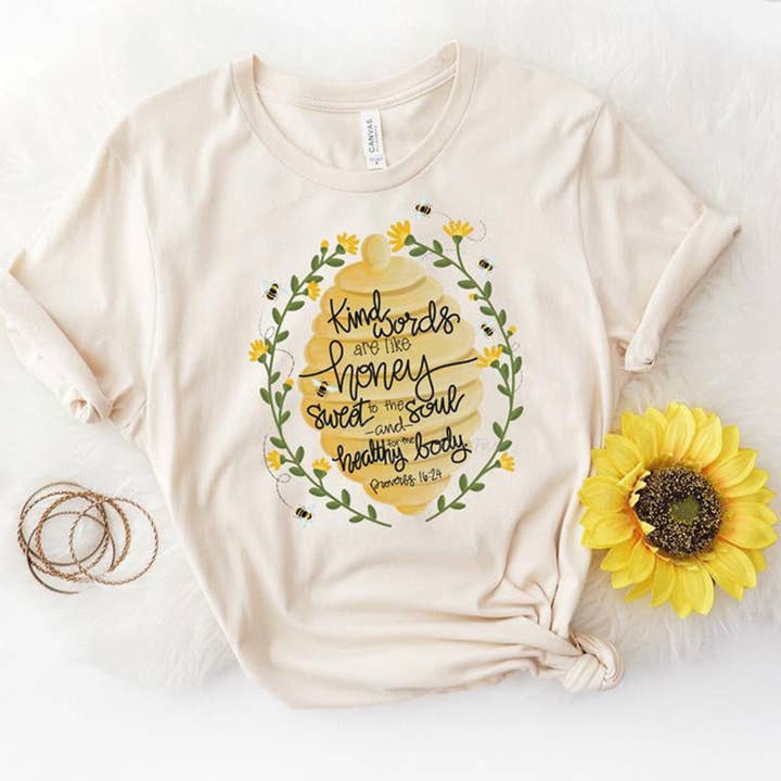 Trendy Tee Co. - Wholesale T-Shirt (Graphic) - Women's - Beehive Kind Words Are Like Honey Everyday Soft Cream Tee