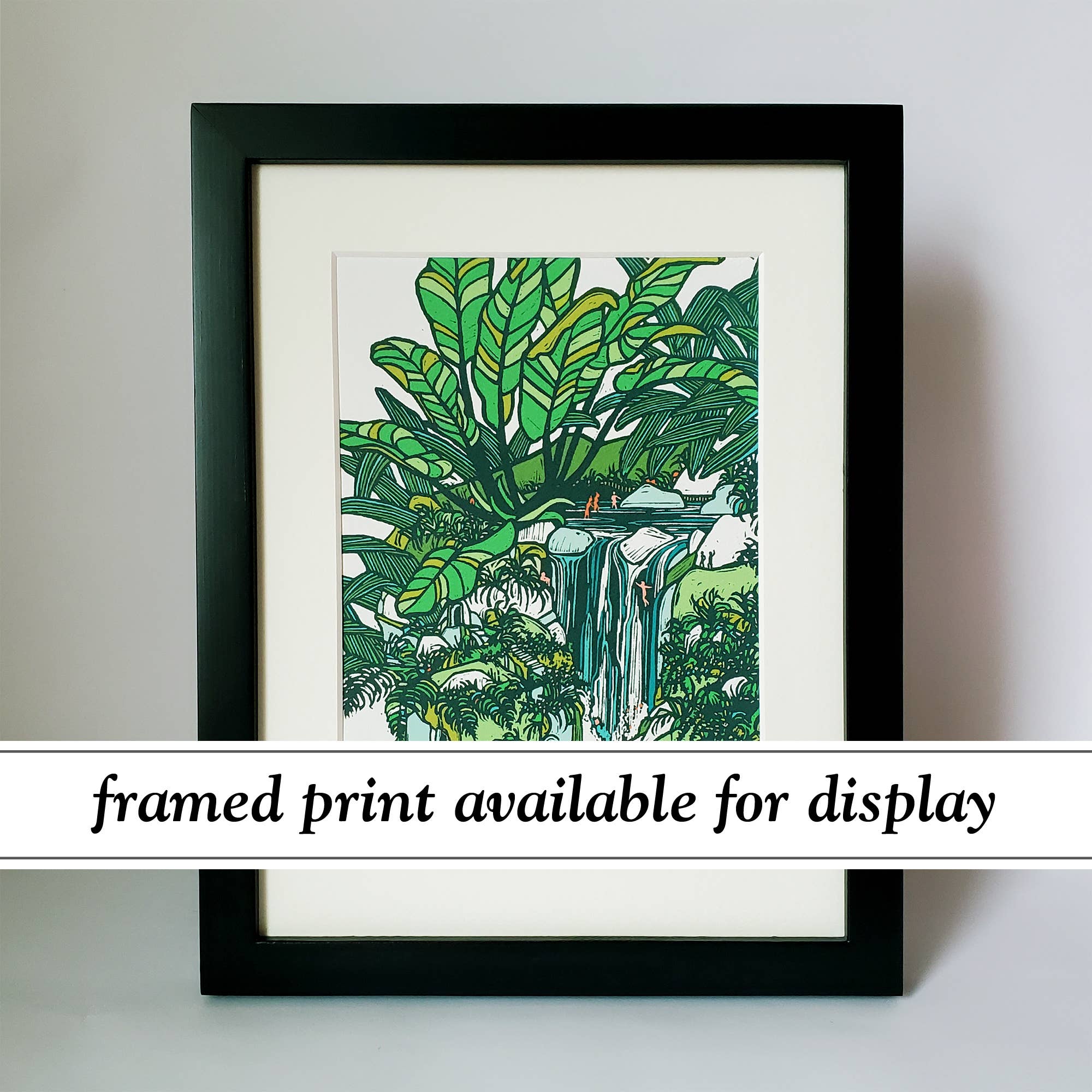 Little Green - Wholesale Art Print - Tropical Waterfall Hawaiian Landscape Matted Art Print4