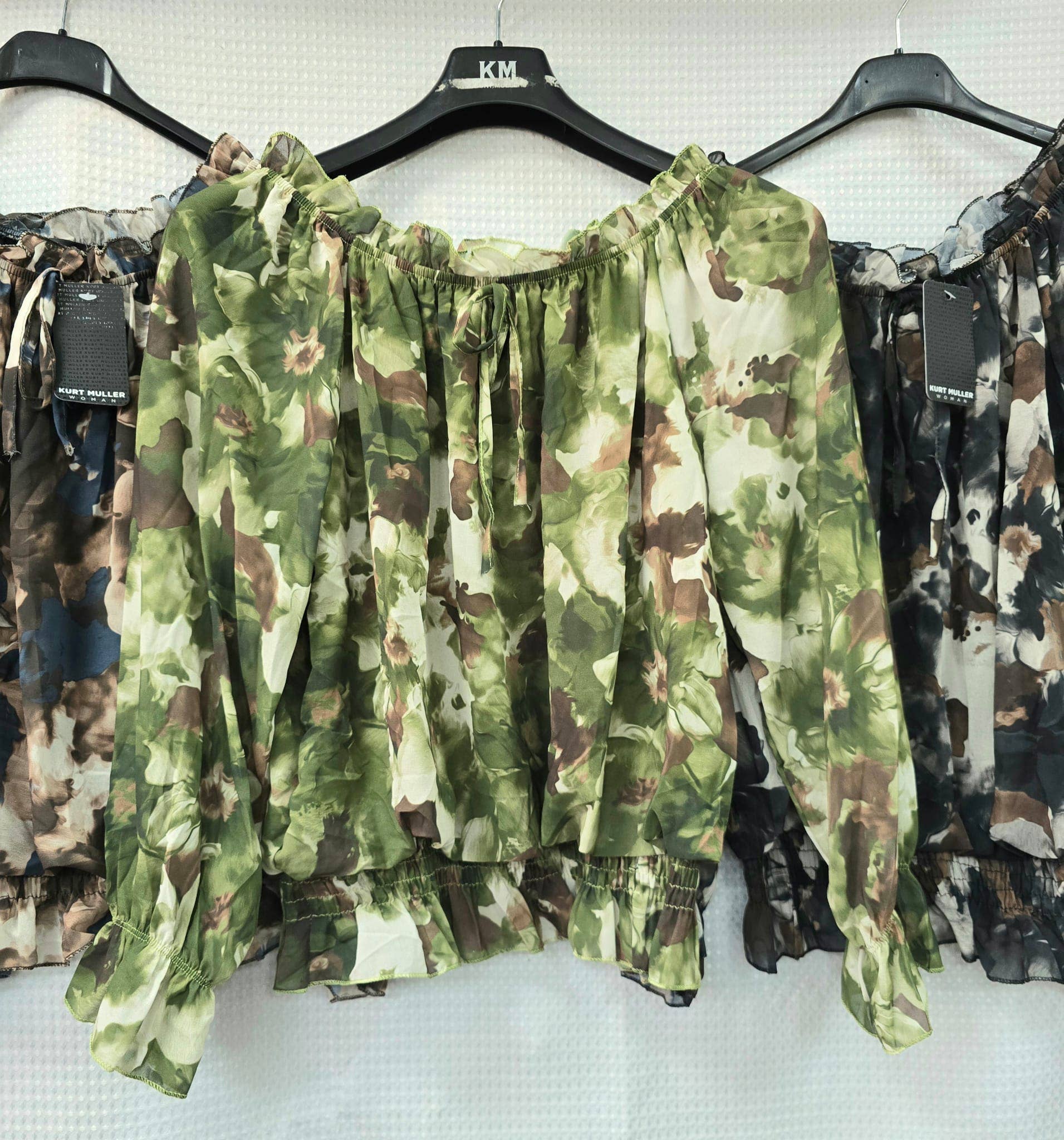 Kurt Muller - Wholesale Blouse - Women's - Abstract Floral Ruffle Bardot Blouse 6