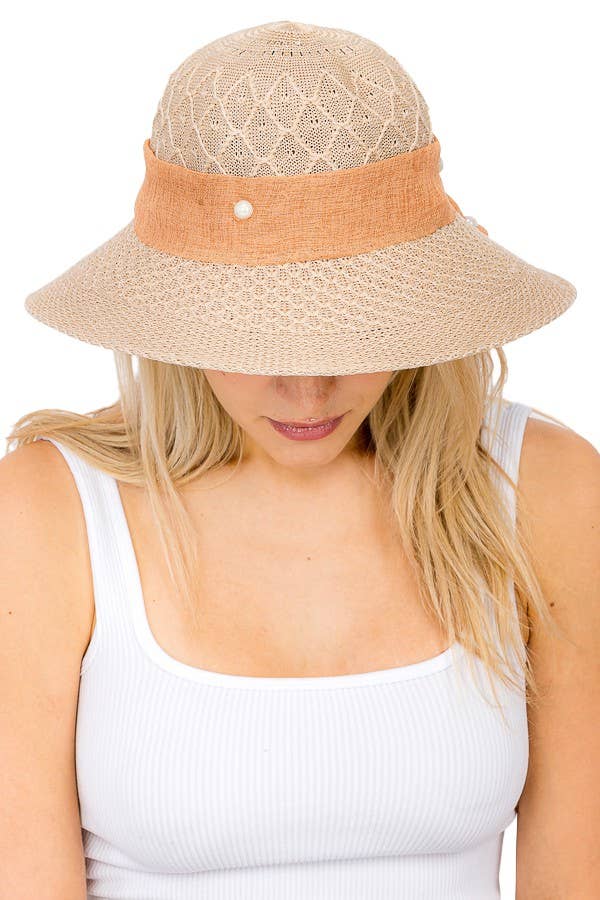 Cap Zone - Wholesale Straw Hat - Women's - Flower Ribbon Fabric Sun Hat11