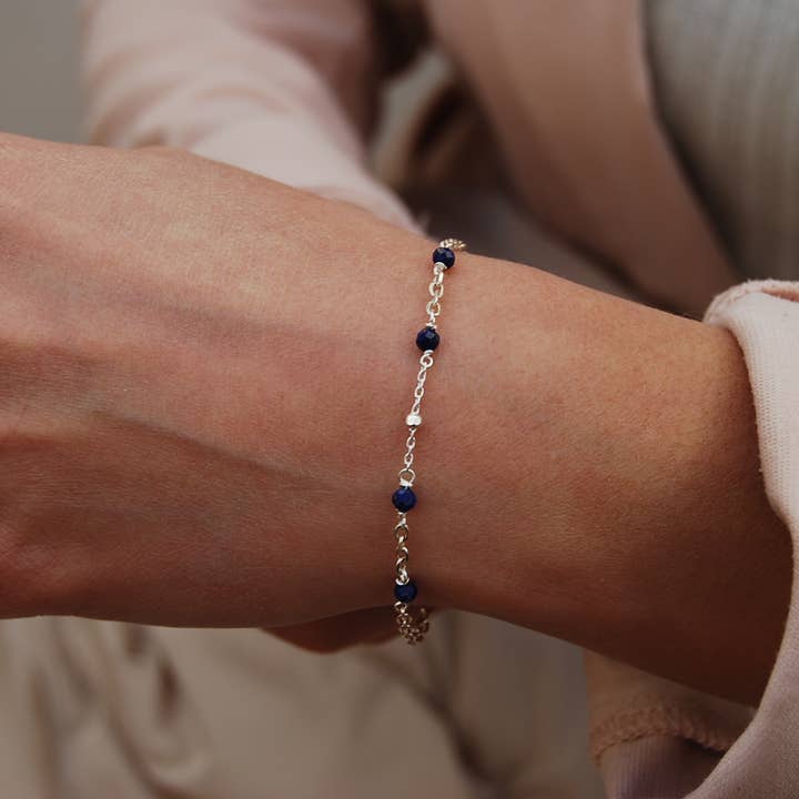 Yneda Jewels - Vendita all'ingrosso Bracciale con perline - Bracciale in lapislazzuli, bracciale in argento 925, pietre preziose.