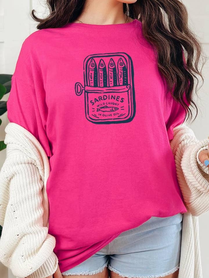 Sardines Can Graphic Heavy Cotton Tee for wholesale by Pink Irene Wholesale