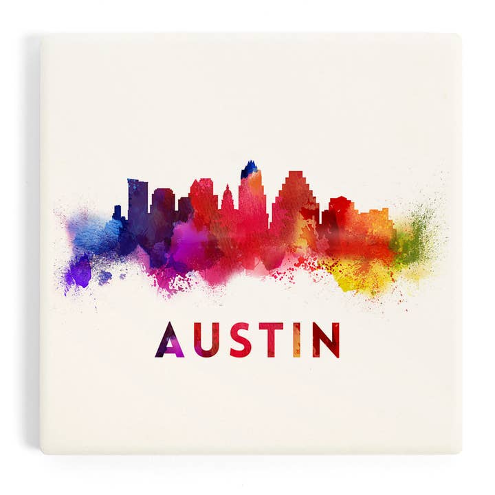Lantern Press - Wholesale Coasters - CERAMIC COASTER Austin, Texas, Skyline Abstract