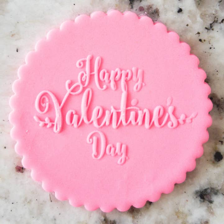 Tampon éphémère à embosser Happy Valentines Day, 2, biscuits, pour la Saint-Valentin pour la vente par Cut Bake Stamp
