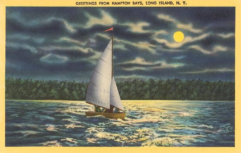 Found Image Press - Wholesale Sticker - Sticker LI-14 Moon over Hampton Bays, Long Island, New York0