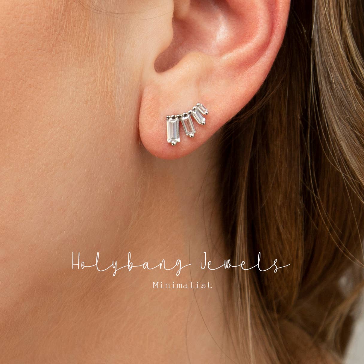 HolyBang Jewels – Großhandel Ohrstecker – BAGUETTE MINIMALISTISCHE HOCHZEITSOHRRINGE - E-S31443