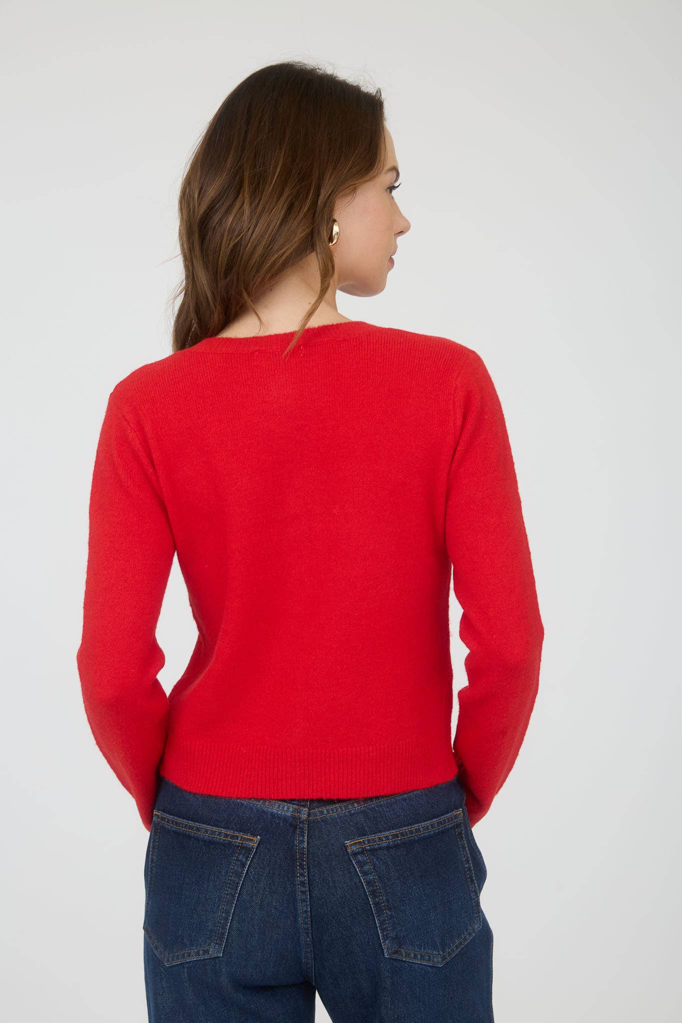 The Workshop Studio - Vente Pull en maille – femme - GILET À MANCHES LONGUES AVEC BOUTONS ET COL ROND18