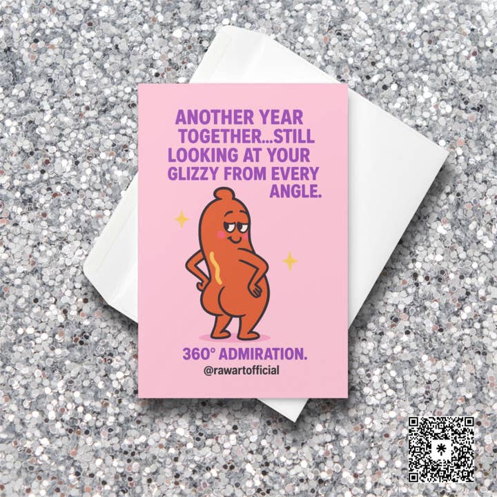 Carte d'anniversaire amusante de hot-dog Glizzy • Jeu de mots d'amour coquin pour la vente par Hot Mess Paper Co.