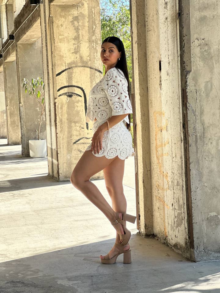 ACG Los Angeles - Wholesale Top & Short Set (NOT Loungewear) - Women's - Women's Crochet Eyelet Two Piece Set Top and Short 10