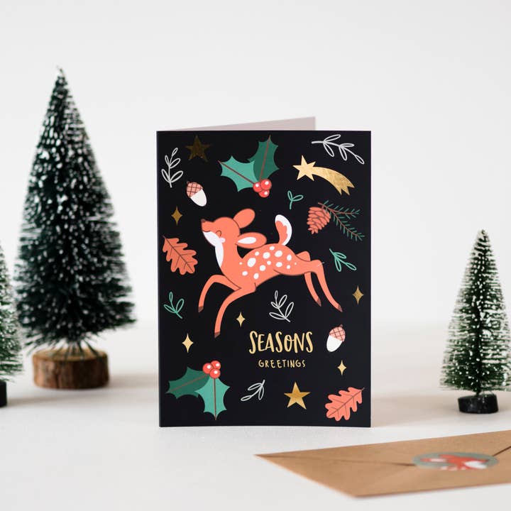 Biglietto natalizio cervo per la vendita all'ingrosso da parte di Mila made