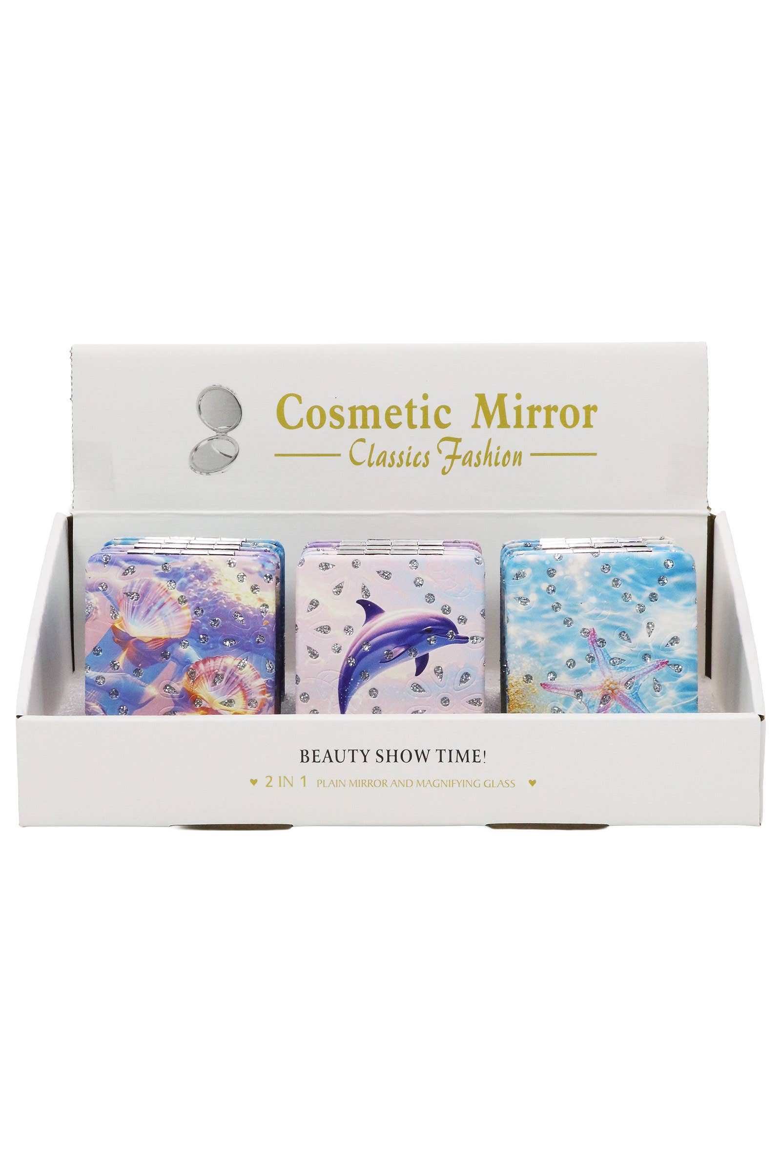 ASSORTED Marine Life Glitter Rectangular Compact Mirror for wholesale on Faire2