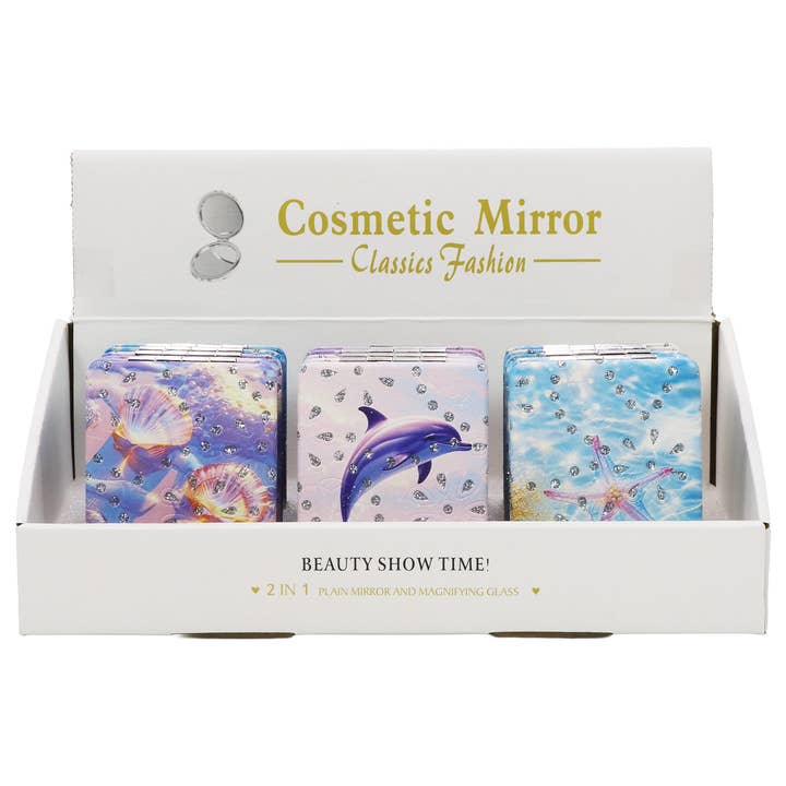 ASSORTED Marine Life Glitter Rectangular Compact Mirror for wholesale on Faire2