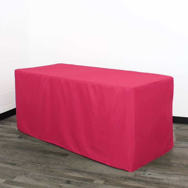 6 ft Rectangular Fitted Polyester Tablecloth Fuchsia for wholesale by YOUR CHAIR COVERS
