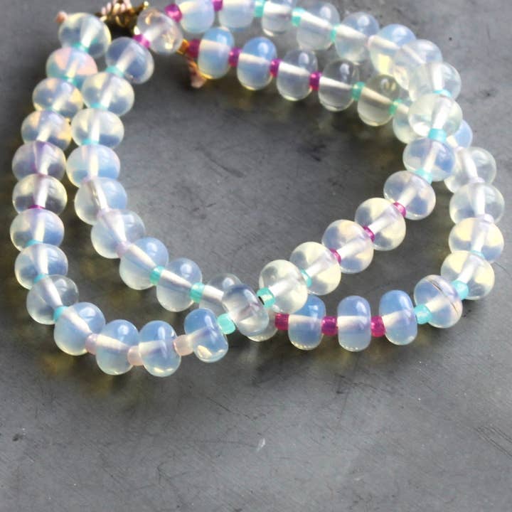 Coastal Stone Candy Beaded Necklace for wholesale by The Silver Wren
