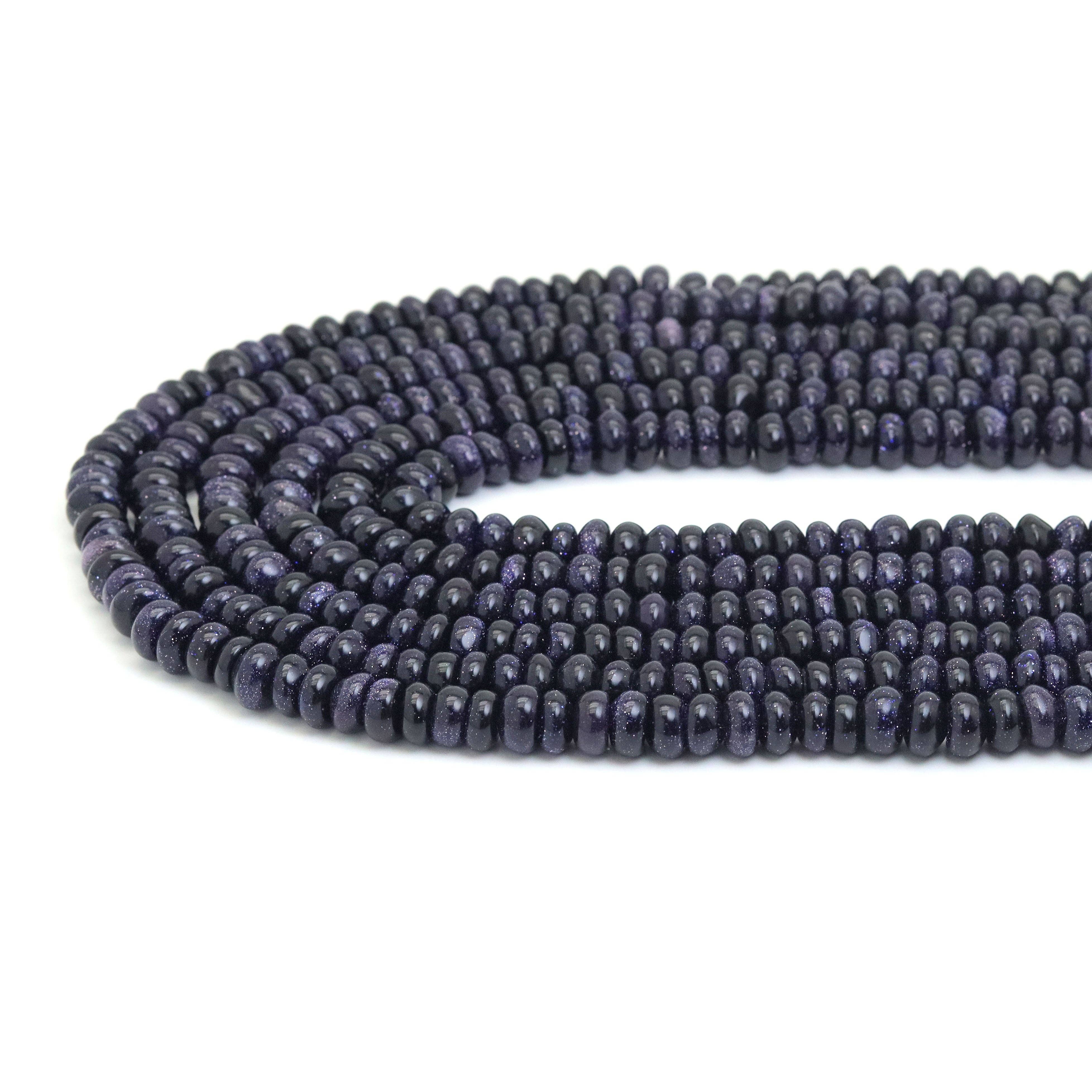 BestBeads&Beyond - Wholesale Beads - 5x8mm Rondelle Smooth Blue Goldstone Beads, Sku#U19661