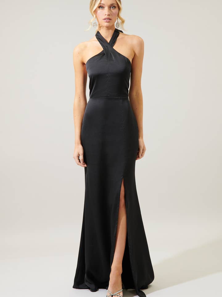 Sugarlips - Wholesale Gown - Women's - Spellbound Halter Satin Maxi Dress