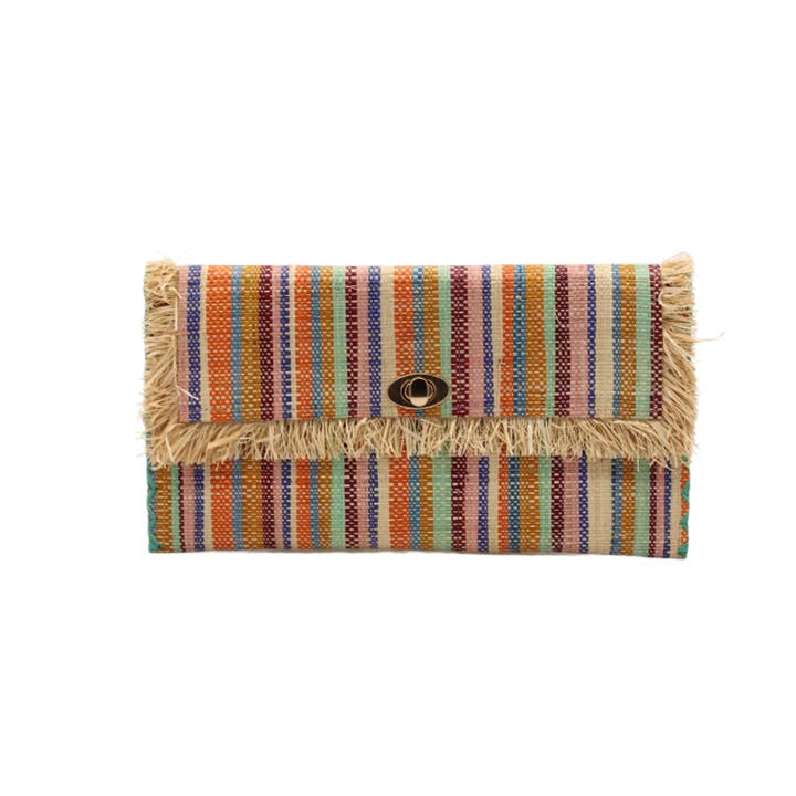 Shebobo - Vente Pochette – femme - Pochette Sophie en paille avec bordure à franges brutes6