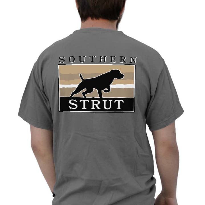 Pointer Stripes Taubengraues Kurzarm-T-Shirt für den Großhandel von Southern Strut