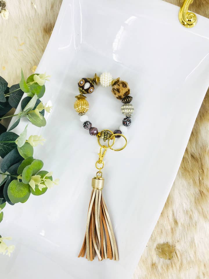 Portachiavi con bracciale in perline di vetro - K308 per la vendita all'ingrosso da parte di Magnolia & Peach Jewelry Boutique, LLC