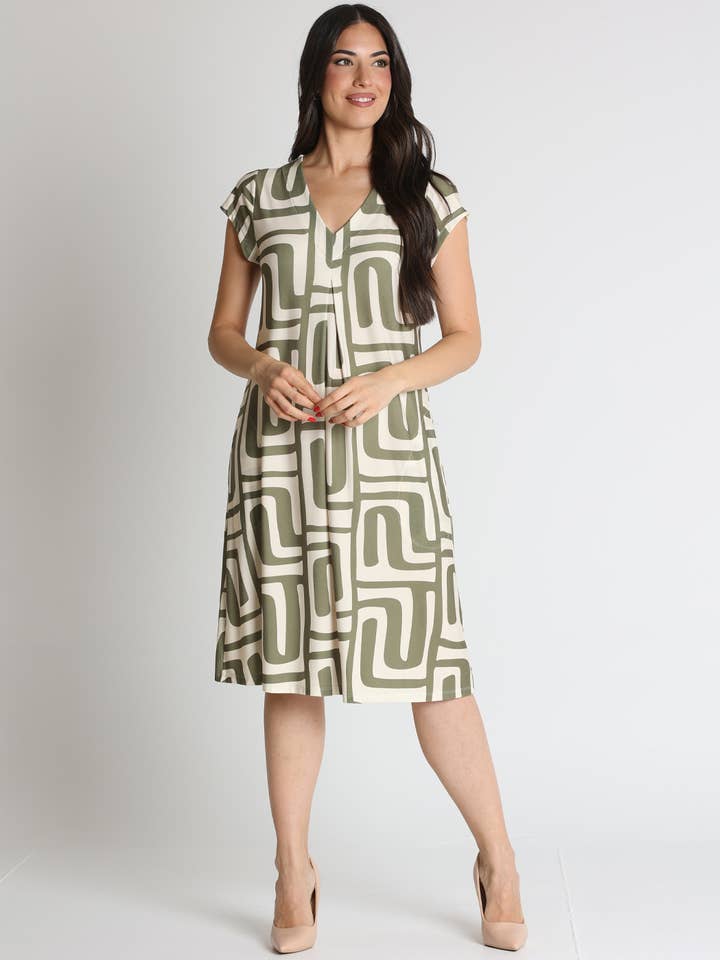 383080N PRINTED DRESS WITH FRONT PLEAT for wholesale by LOURDES CASTILLO