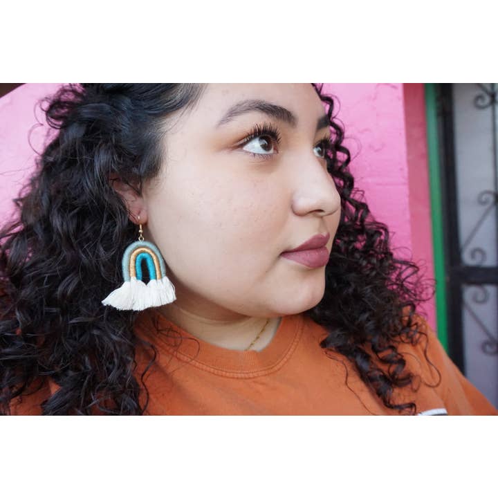 Very That - Wholesale - Cielo Rainbow Earrings (Light Blue, Gold, & Teal)4