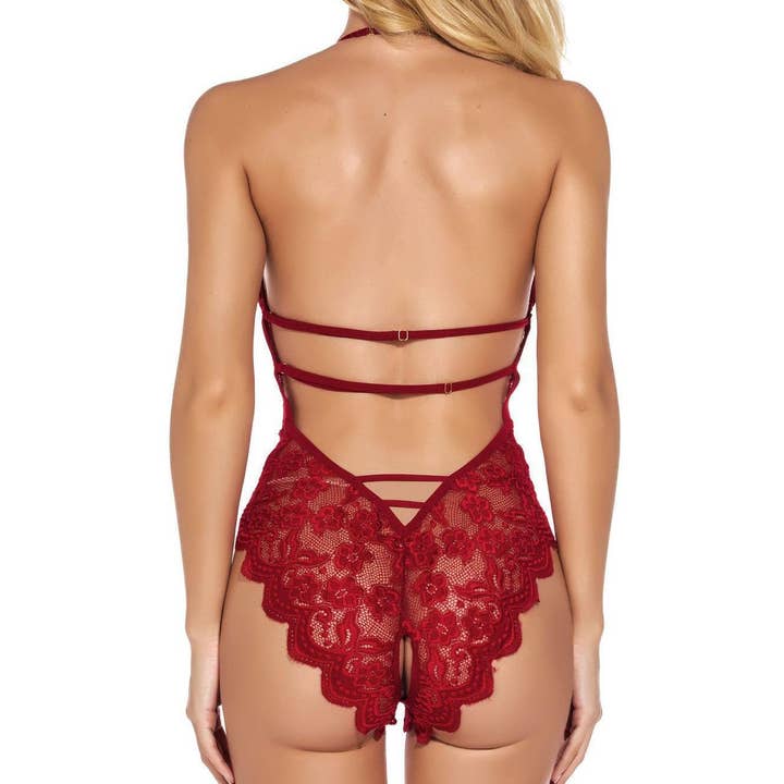 HIDDENBRAND - Wholesale Lingerie Bodysuit - Women's - Sexy Lace Babydoll Lingerie Bodysuit Nightwear1