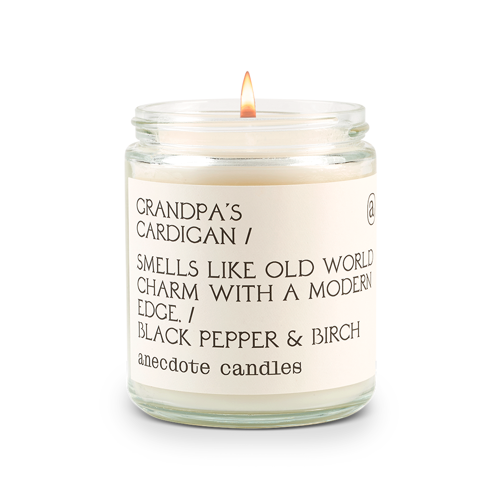 Anecdote Candles - Wholesale Jar/Filled Candle - Grandpa’s Cardigan (Black Pepper & Birch) Candle1