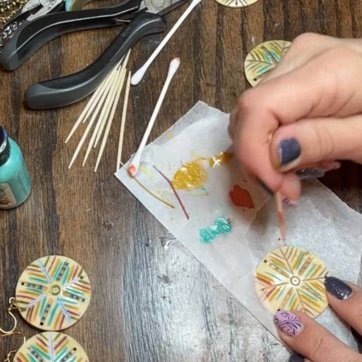 Jenica Jewelry - Wholesale Dangle Earrings - Bohemian Hand Painted Carved Bone earrings5