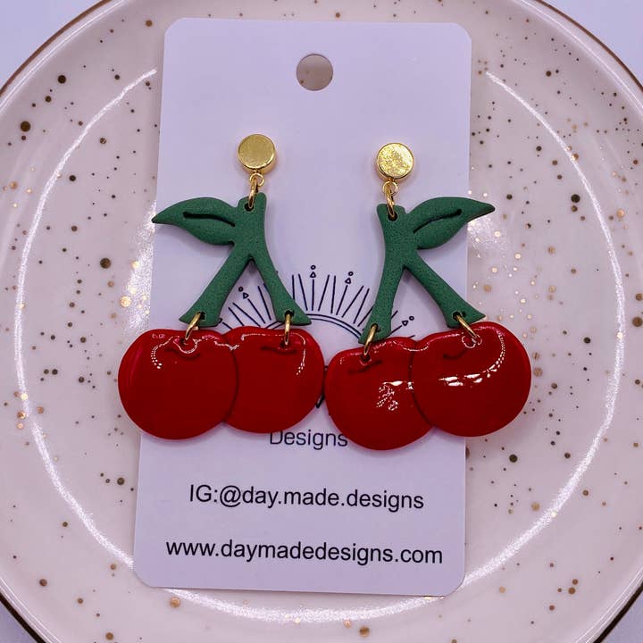 Cherry Dangle Earrings for wholesale by Day Made Designs