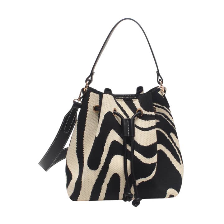 Saco com selo, com alça a tiracolo, lona e zebra, fecho de correr. por atacado de BESTINI