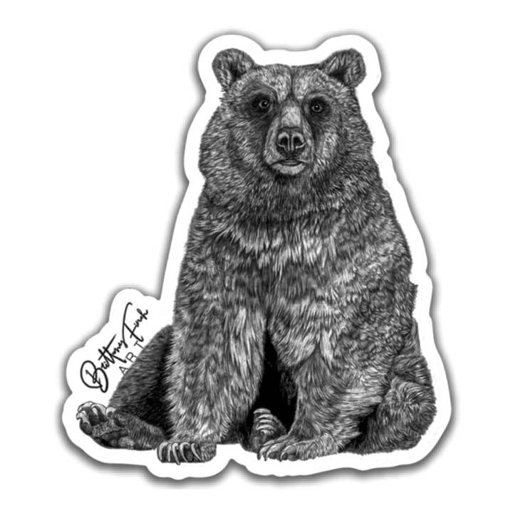 Bear Vinyl Sticker for wholesale by Brittany Finch Art